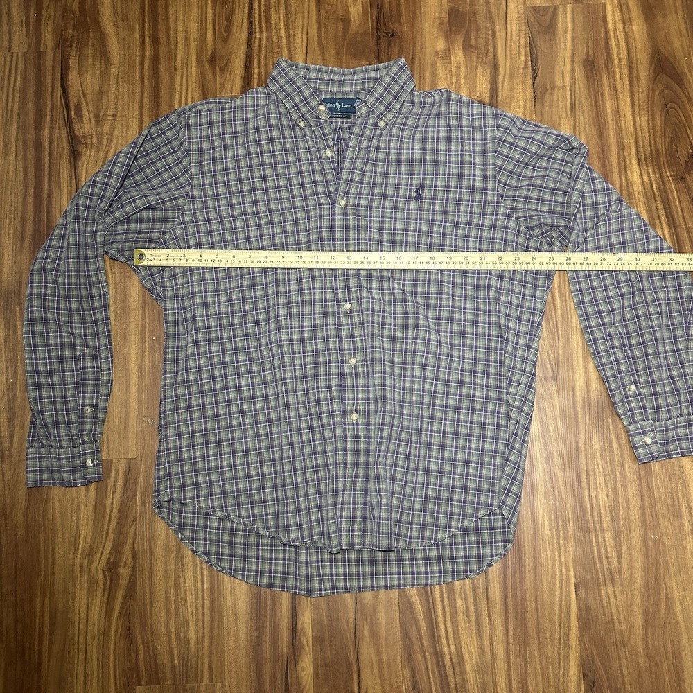 Ralph Lauren Men's Xl Plaid Button-Down Shirt Classic Fit, Long Sleeve Purple Gr